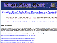 Tablet Screenshot of deadzonebags.com